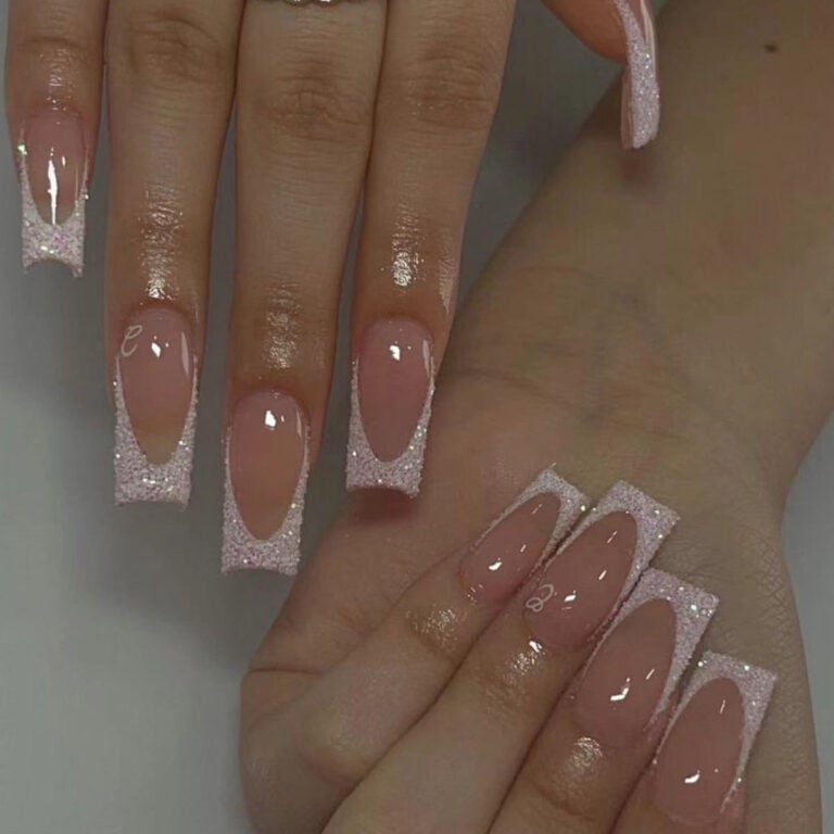 Faux ongles blanc pailleté