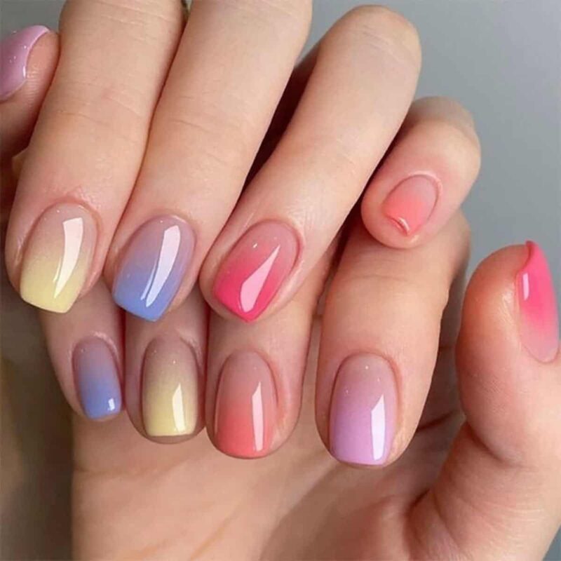 Faux ongles multicolore pastel
