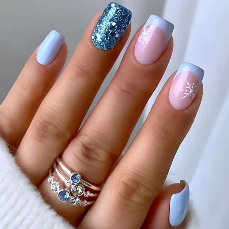 Faux ongles noël bleu