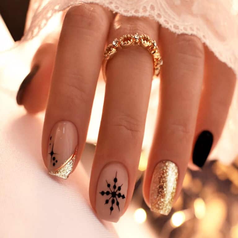 Faux ongles noël doré