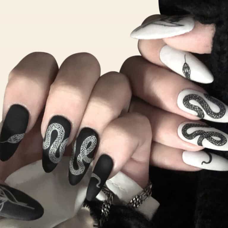 Faux ongles noir et blanc