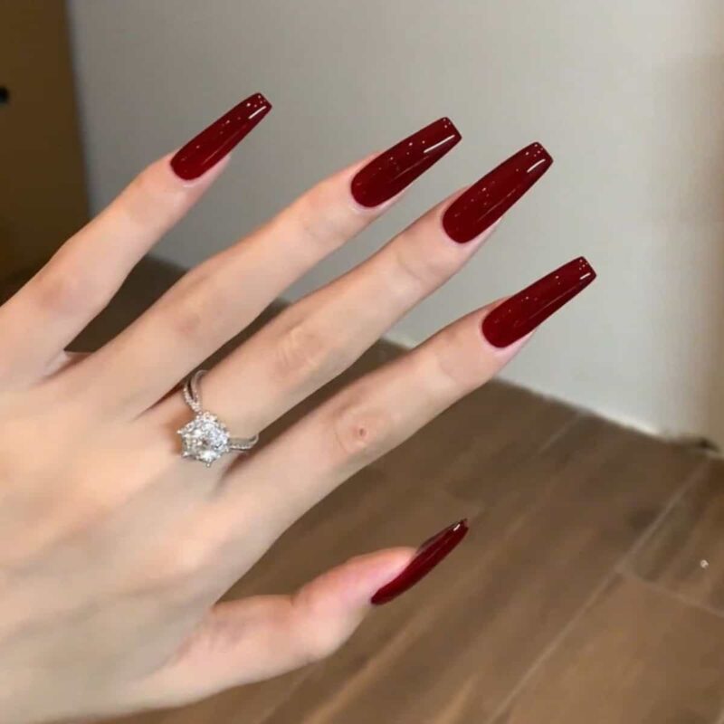 Faux ongles rouge long