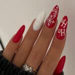 Faux ongles rouge pailleté noël