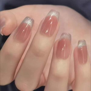 Faux ongles transparent pailleté