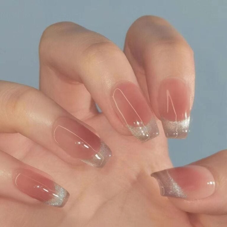 Faux ongles transparent pailleté