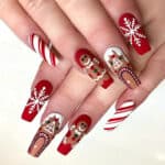 Ongles noël rouge et blanc