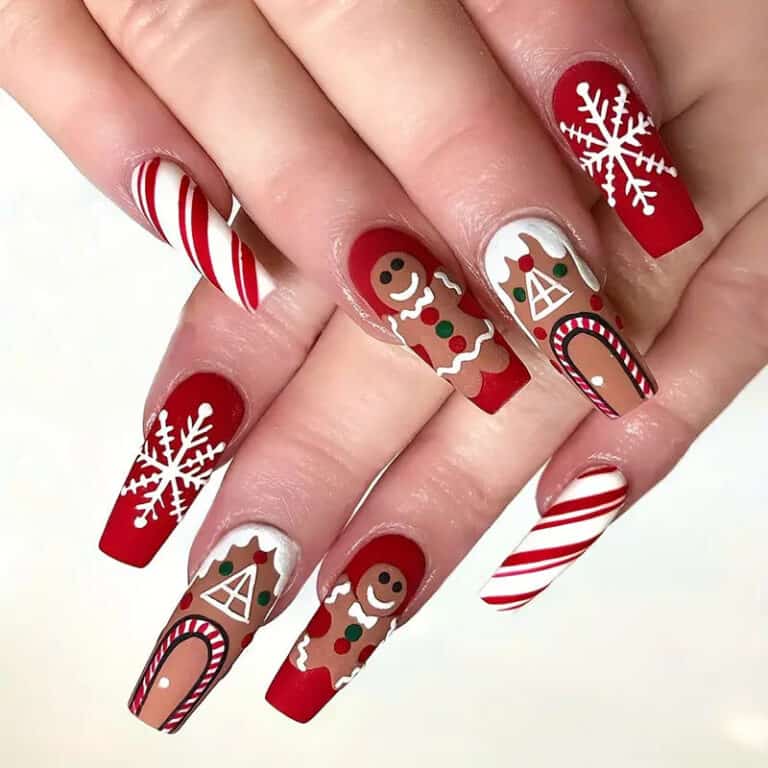 Ongles noël rouge et blanc